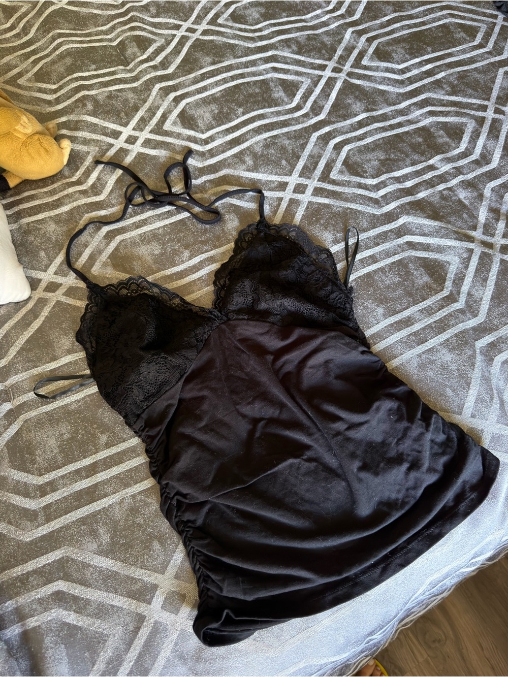 Black Lace-Trim Satin Chemise - Women Intimates & Sleepwear